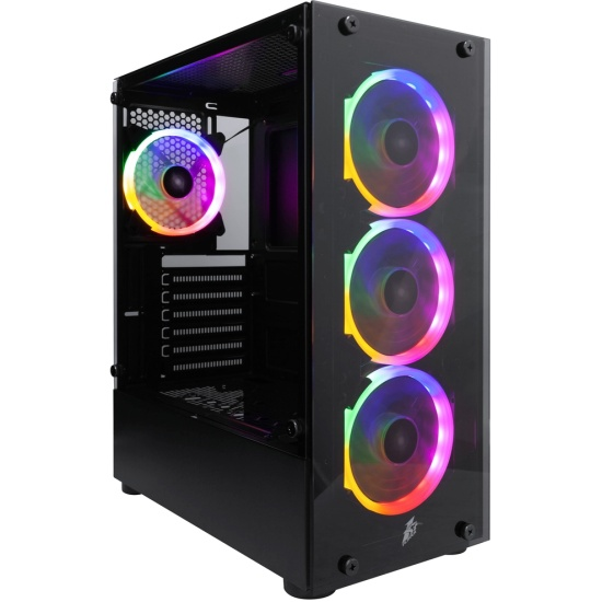 Корпус 1STPLAYER FIRE DANCING V2-A, черный (V2-A-4R1) ATX, tempered glass / 4x 120mm LED fans inc.