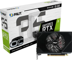 Видеокарта 6Gb &amp;lt;PCI-E&amp;gt; GDDR6 Palit &amp;lt;RTX3050 StormX OC 6Gb&amp;gt; (RTL) DVI+HDMI+DP &amp;lt;GeForce RTX3050&amp;gt;
