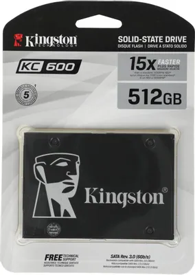 SSD накопитель Kingston KC600 SKC600/512G 512ГБ, 2.5&amp;quot;, SATA III, SATA