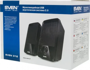 Колонки SVEN 312, чёрный, USB, акустическая система 2.0, мощность 2х2 Вт(RMS)
