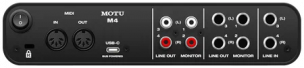 Аудио интерфейс MOTU M4 USB , 24бит/96кГц, XLR микр. вход, 1/4&amp;#039; TRS Jack инстр. вход, 2x1/4&amp;#039; TRS Jack + 1/8&amp;#039; стерео miniJack лин. входы, 2x1/4&amp;#039; TRS Jac