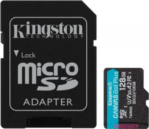 Карта памяти128Gb Kingston Canvas Go Plus microSDXC UHS-I U3 A2 + ADP (170/90 MB/s) SDCG3/128GB