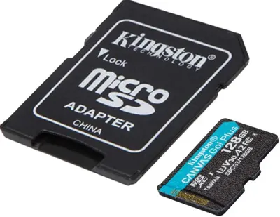 Карта памяти128Gb Kingston Canvas Go Plus microSDXC UHS-I U3 A2 + ADP (170/90 MB/s) SDCG3/128GB