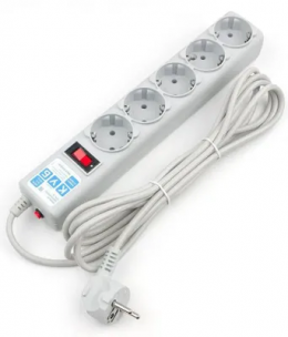 Сетевой фильтр 5,0м Powercube SPG-B-15-GREY (5 розеток) серый (коробка)