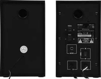 Колонки SVEN SPS-621 чёрные (2x14W, Bluetooth, дерево)