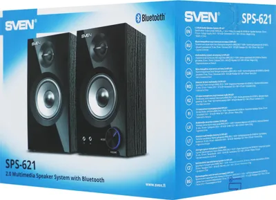 Колонки SVEN SPS-621 чёрные (2x14W, Bluetooth, дерево)
