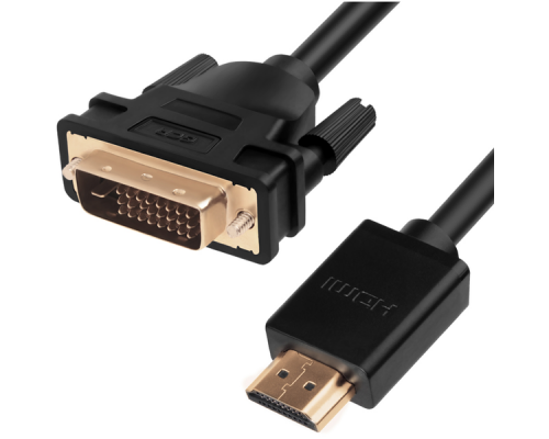 Кабель HDMI-DVI Greenconnect 3.0m черный, OD7.3mm, 28/28 AWG, позолоченные контакты, 19pin AM / 24+1M AM double link, GCR-HD2DVI1-3.0m, тройной экран
