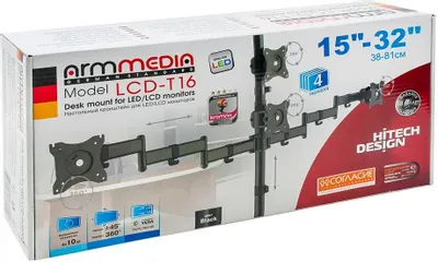 Кронштейн для мониторов Arm Media LCD-T16, до 32&amp;quot;, до 40кг, настольный, поворот и наклон верт.перемещ.