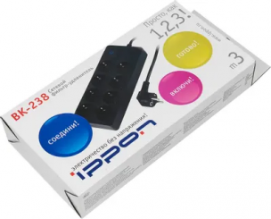 Сетевой фильтр Ippon BK-238, 3м, черный