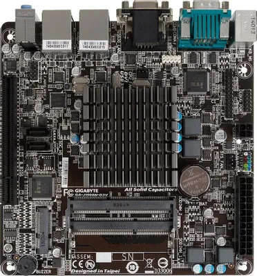 Материнская плата GigaByte GA-J1900N-D3V (Celeron J1900  SoC onboard) (RTL) Dsub+DVI 2xGbLAN SATA  Mini-ITX 2DDR-III (После ремонта)