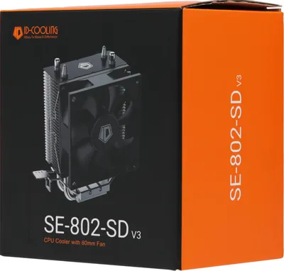 Кулер для процессора ID-COOLING &amp;lt;ID-CPU-SE-802-SD&amp;gt; (4пин, 115x/1200/1700/AM4-FM2, 23.3дБ, 2200об/мин, Al+тепл.трубки) 
