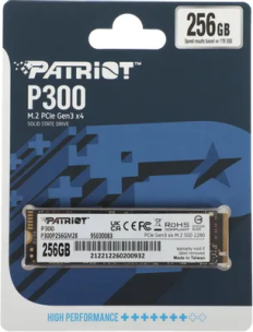 SSD накопитель Patriot P300 P300P256GM28 256ГБ, M.2 2280, PCIe 3.0 x4, NVMe, M.2
