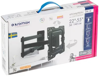 Кронштейн для телевизора Kromax DIX-18 черный 22&amp;quot;-55&amp;quot; макс.40кг настенный поворот и наклон