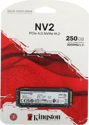 SSD накопитель Kingston NV2 SNV2S/250G 250ГБ, M.2 2280, PCIe 4.0 x4, NVMe, M.2
