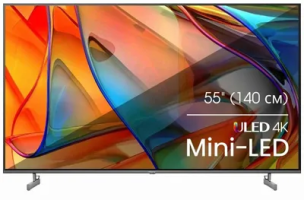 55&amp;quot; Телевизор Hisense 55U6KQ, MiniLED, 4K Ultra HD, темно-серый, СМАРТ ТВ, Vidaa