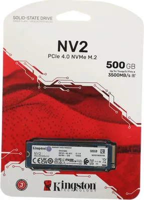SSD накопитель Kingston NV2 SNV2S/500G 500ГБ, M.2 2280, PCIe 4.0 x4, NVMe, M.2