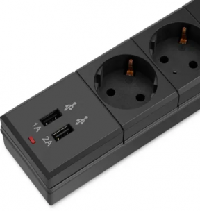 Сетевой фильтр Buro BU-SP5_USB_2A-B, 5м, черный