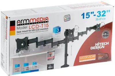 Кронштейн для мониторов Arm Media LCD-T15, до 32&amp;quot;, до 30кг, настольный, поворот и наклон верт.перемещ.