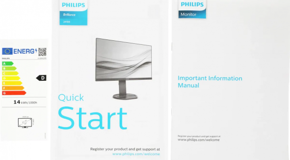 Монитор 23.8&amp;quot; PHILIPS 241B8QJEB/00 Black с пов. экрана (1920x1080, IPS, 75Hz, 5 ms, 250cd/m, 50M:1, DVI, HDMI, DisplayPort)