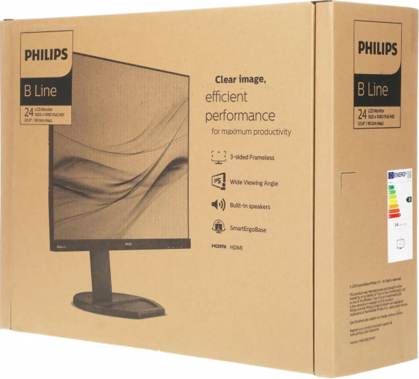 Монитор 23.8&amp;quot; PHILIPS 241B8QJEB/00 Black с пов. экрана (1920x1080, IPS, 75Hz, 5 ms, 250cd/m, 50M:1, DVI, HDMI, DisplayPort)
