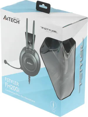 Гарнитура A4TECH Fstyler FH200i, для компьютера, накладные, проводные, серый [fh200i grey]