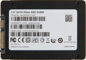 SSD накопитель A-Data SU800 ASU800SS-512GT-C 512ГБ, 2.5&amp;quot;, SATA III, SATA