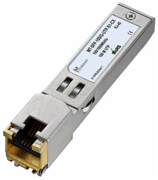 Модуль Copper (электрический) SFP 10/100/1000Мбит/с, 100м (SFP-T 10/100/1000)