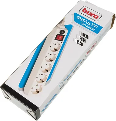Сетевой фильтр 1,8м BURO 500SH-1.8-W (5 розеток) белый