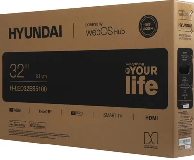 32&amp;quot;  Телевизор Hyundai H-LED32BS5100 WebOS Frameless Metal черный/серый HD 60Hz DVB-T DVB-T2 DVB-C DVB-S DVB-S2 USB WiFi Smart TV