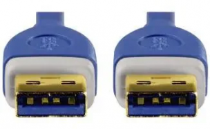 Кабель USB 3.0 A-A (m-m) 1.8 м &lt;H-39676&gt; позолоченные контакты экранированный 5 Гбит/с 3зв синий
