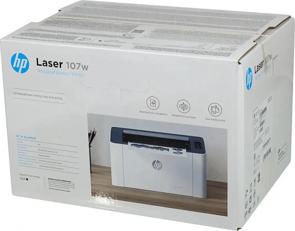Принтер лазерный HP Laser 107w черно-белая печать, A4