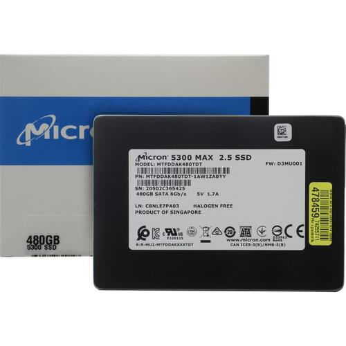 Накопитель SSD 480 Gb SATA 6Gb/s Micron 5300 MAX &amp;lt;MTFDDAK480TDT-1AW15ABYY]&amp;gt; 2.5&amp;quot;