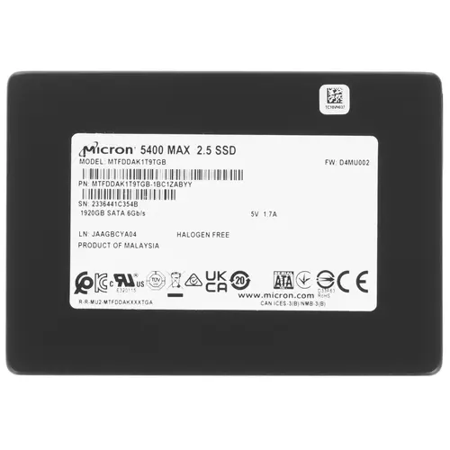 Серверный SSD накопитель Micron 5400 MAX 1920 ГБ  [MTFDDAK1T9TGB-1BC1ZABYY]