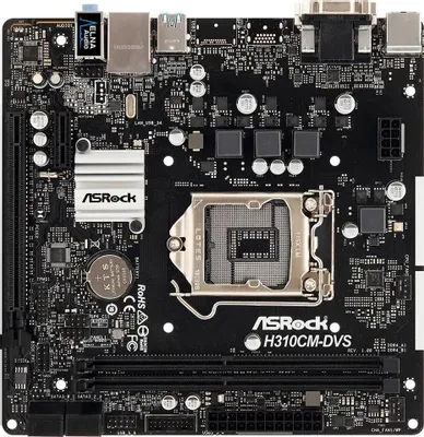 Материнская плата ASRock H310CM-DVS (RTL) LGA1151 &amp;lt;H310&amp;gt; PCI-E Dsub+DVI GbLAN SATA  MicroATX  2DDR4