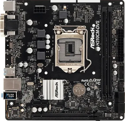Материнская плата ASRock H310CM-DVS (RTL) LGA1151 &amp;lt;H310&amp;gt; PCI-E Dsub+DVI GbLAN SATA  MicroATX  2DDR4