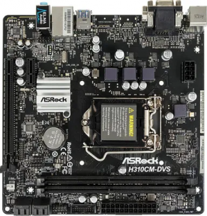 Материнская плата ASRock H310CM-DVS (RTL) LGA1151 &amp;lt;H310&amp;gt; PCI-E Dsub+DVI GbLAN SATA  MicroATX  2DDR4