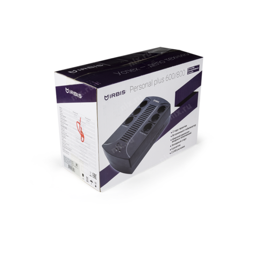 Источник бесперебойного питания IRBIS UPS Personal plus 600VA / 360W, Line-Interactive, AVR, 6xSchuko outlets(3 Surge &amp;amp; 3 batt.)