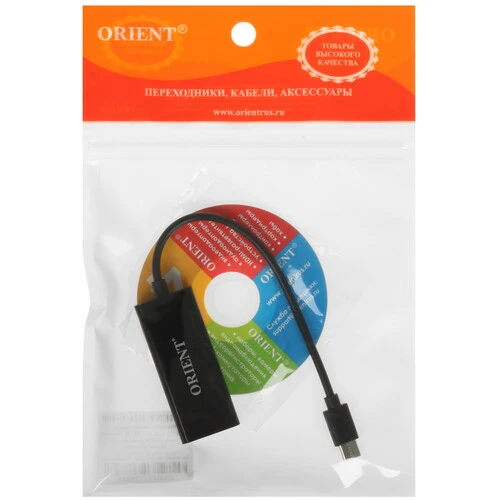 Сетевая карта Orient U2CL-100 [1 x RJ-45, 100 Мбит/сек, 10 Мбит/сек, USB Type-C]