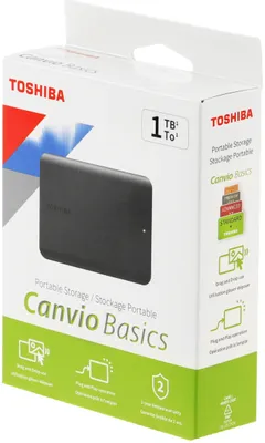 Внешний диск HDD Toshiba Canvio Basics HDTB510EK3AA, 1ТБ