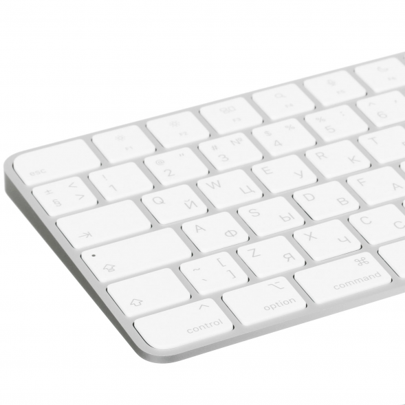 Клавиатура Apple Magic Keyboard с Touch ID Беспроводная ножничная, русская раскладка, серебристая, белая