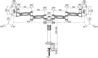 Кронштейн для мониторов ЖК Kromax OFFICE-3, до 32&amp;quot;, до 12кг, настольный, поворот и наклон