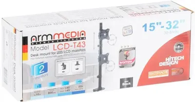 Кронштейн для мониторов Arm Media LCD-T43, до 32&amp;quot;, до 20кг, настольный, поворот и наклон верт.перемещ.