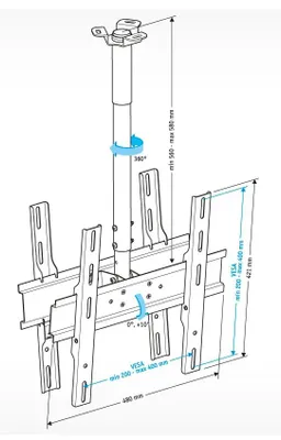 Кронштейн для телевизора Holder PR-102-B, 32-65&amp;quot;, потолочный, фиксированный