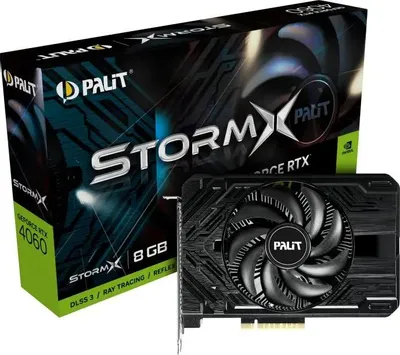 Видеокарта 8Gb Palit GeForce RTX 4060 StormX [NE64060019P1-1070F] PCIe 4.0 8 ГБ GDDR6, 128 бит, 3 x DisplayPort, HDMI, GPU 1830 МГц