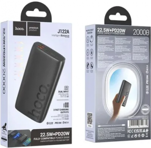 Внешний аккумулятор Hoco J122A Respect 20000mAh QC/PD 22.5W 3A USB-A/USB-C черный