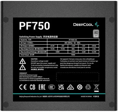 БП Deepcool  750W  PF750 &amp;lt;R-PF750D-HA0B-EU&amp;gt; ATX (24+2x8+4x6/8пин)
