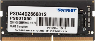 Оперативная память Patriot Signature PSD44G266681S DDR4 - 1x 4ГБ 2666МГц, для ноутбуков (SO-DIMM), Ret
