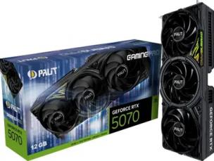 Видеокарта 12Gb Palit GeForce RTX 5070 GamingPro [NE75070019K9-GB2050A] PCIe 5.0 12 ГБ GDDR7, 192 бит, 3 x DisplayPort, HDMI, GPU 2325 МГц