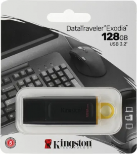 Флешка USB 128Gb Kingston DataTraveler Exodia DTX/128GB USB3.1 черный/желтый