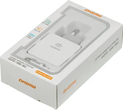 Сетевое зарядное устройство Digma DGPD-18W-WG, USB-C, USB-C, 18Вт, 3A, белый